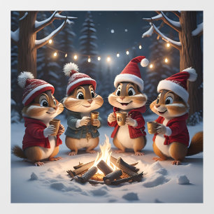 Autocollant Pour Fenêtre Clouage de fenêtre Chipmunks de Noël