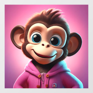 Autocollant Pour Fenêtre Clouage de fenêtre de singe de dessin