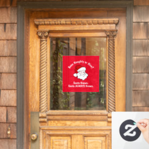 Autocollant Pour Fenêtre Clouage de fenêtre rouge Père Noël Naughty ou Nice