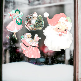 Autocollant Pour Fenêtre Clous de fenêtre de décoration de Noël rose vintag