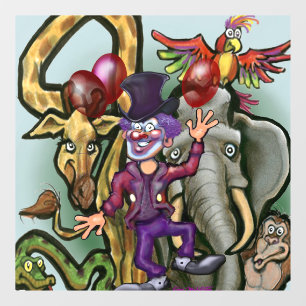 Autocollant Pour Fenêtre Clown de cirque et animaux 