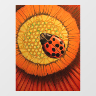 Autocollant Pour Fenêtre Coccinelle sur fleur rouge