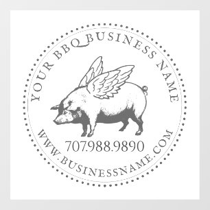 Autocollant Pour Fenêtre Cochon Avec Ailes BBQ Barbecue Business