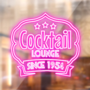 Autocollant Pour Fenêtre Cocktail lounge rétro néon vintage bar à alcool