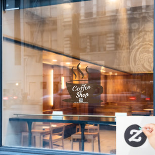 Autocollant Pour Fenêtre Code QR cafétéria décalques, fenêtre de café accro
