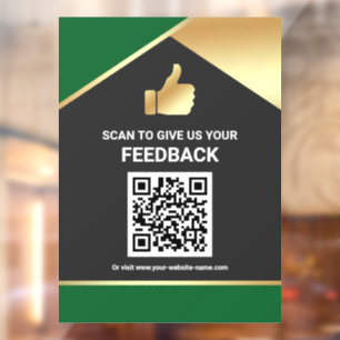 Autocollant Pour Fenêtre Code QR de commentaires de clients Gold Green