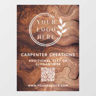Autocollant Pour Fenêtre Code QR de logo de menuiserie en bois moderne élég