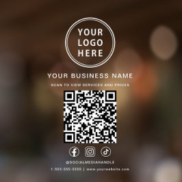 Autocollant Pour Fenêtre Code QR de logo d'entreprise lettrage blanc