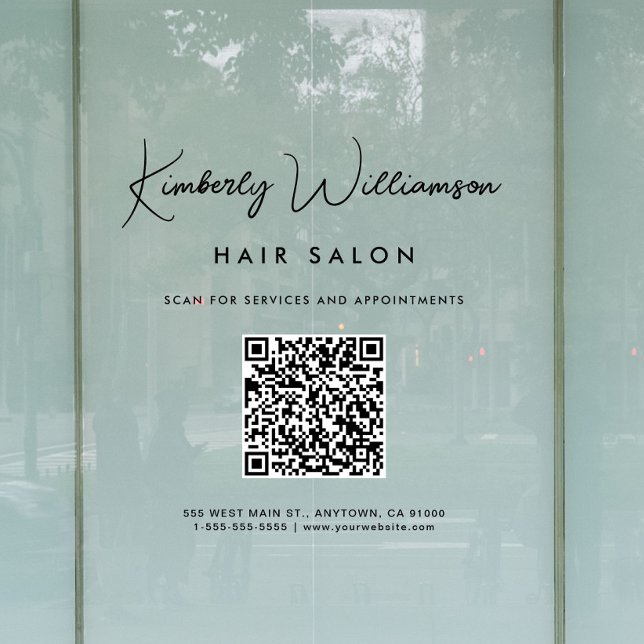 Autocollant Pour Fenêtre Code QR de signature de nom d'entreprise chic (Empower your name in our signature script as your logo and brand identity)
