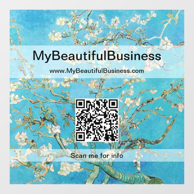 Autocollant Pour Fenêtre Code QR de Vincent Van Gogh - Floraison d'amandier (Feuille)