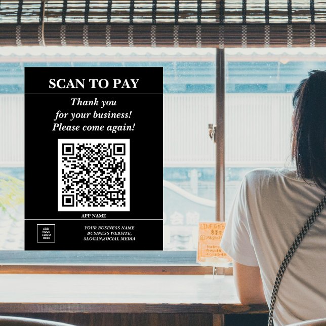 Autocollant Pour Fenêtre Code QR d'entreprise personnalisé Paye mobile ici  (Créateur téléchargé)