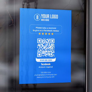 Autocollant Pour Fenêtre Code QR des avis Facebook Évaluez mon entreprise 5