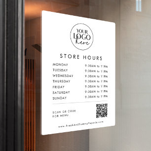 Autocollant Pour Fenêtre Code QR des heures d'ouverture de l'entreprise de 