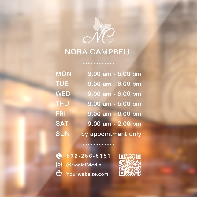 Autocollant Pour Fenêtre Code QR des heures d'ouverture de l'entreprise Icô (Feuille 2)