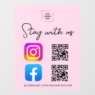 Autocollant Pour Fenêtre Code QR des médias sociaux Instagram Facebook Fenê