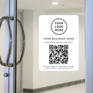 Autocollant Pour Fenêtre Code QR du logo de l'entreprise blanc