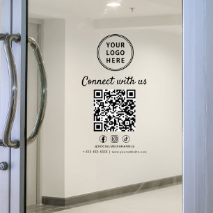 Autocollant Pour Fenêtre Code QR du logo de l'entreprise Connectez-vous ave