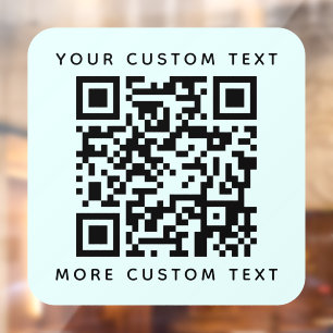 Autocollant Pour Fenêtre Code QR et texte personnalisé en haut en bas lumiè