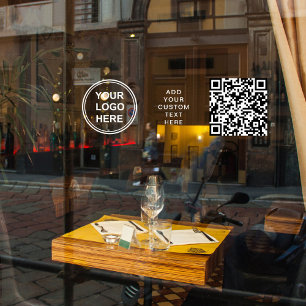 Autocollant Pour Fenêtre Code QR Logo d'entreprise Lettre Blanche Horizonta