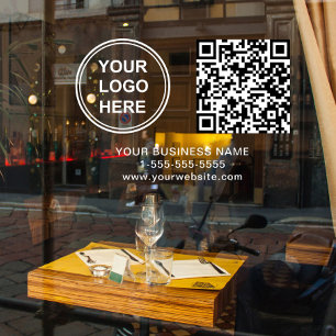 Autocollant Pour Fenêtre Code QR Logo d'entreprise Lettre Blanche Horizonta
