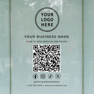 Autocollant Pour Fenêtre Code QR Logo d'entreprise Médias Sociaux