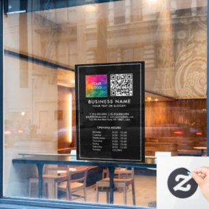 Autocollant Pour Fenêtre Code QR Logo Entreprise Heures d'Ouverture Personn
