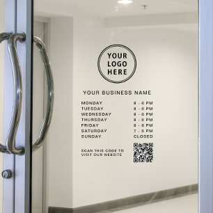 Autocollant Pour Fenêtre Code QR Logo Heures d'Ouverture