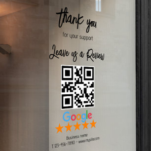 Autocollant Pour Fenêtre Code QR noir de révision de mon entreprise Google