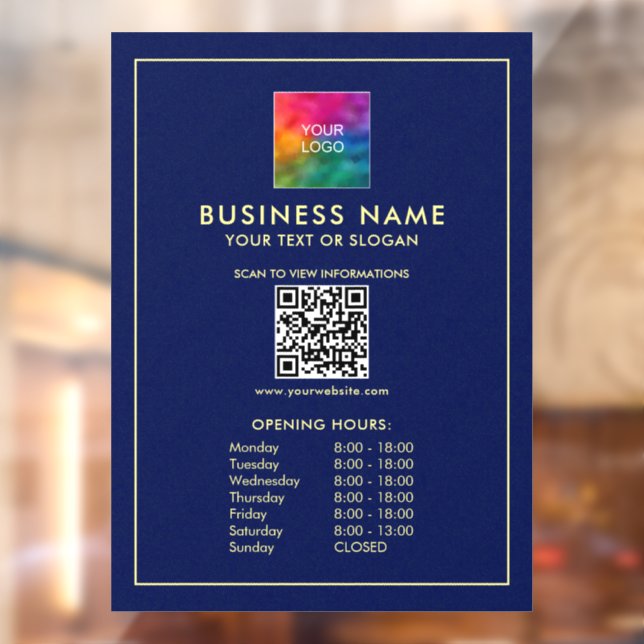Autocollant Pour Fenêtre Code QR personnalisé de vos heures d'ouverture de  (Feuille 2)
