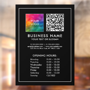 Autocollant Pour Fenêtre Code QR personnalisé Logo de l'entreprise Heures d