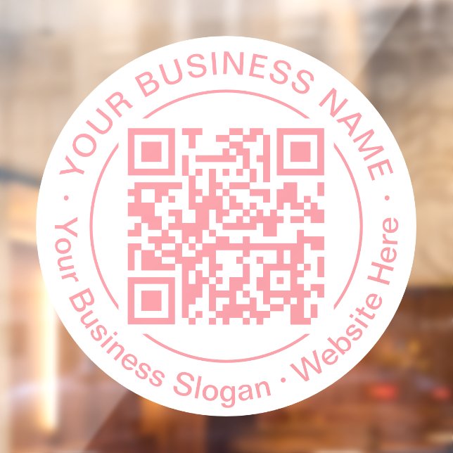 Autocollant Pour Fenêtre Code QR rond moderne nom d'entreprise rose pêche (Feuille 2)