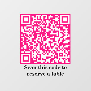 Autocollant Pour Fenêtre Code QR rose chaud   Réservation de table  