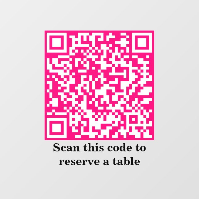 Autocollant Pour Fenêtre Code QR rose chaud | Réservation de table | (Feuille)