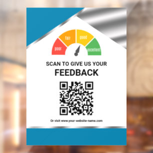 Autocollant Pour Fenêtre Code QR sans contact Commentaires clients Bleu