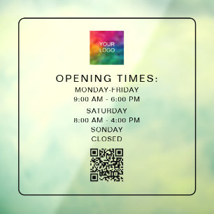 Autocollant Pour Fenêtre Code QR scannable Heures d'ouverture de l'entrepri