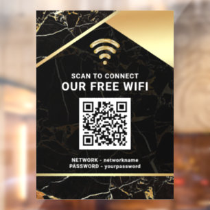 Autocollant Pour Fenêtre Code QR Wifi Mot de Passe Réseau Noir Élégant