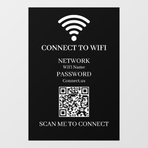 Autocollant Pour Fenêtre Code QR WiFi Noir Personnalisé Accès Internet