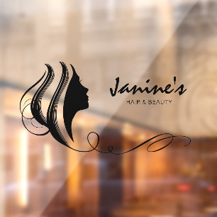Autocollant Pour Fenêtre Coiffure & Beauté Silhouette Noir ID873 Autocollan