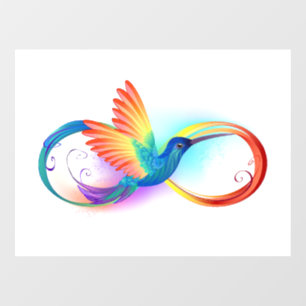 Autocollant Pour Fenêtre Colibri arc-en-ciel avec symbole Infinity