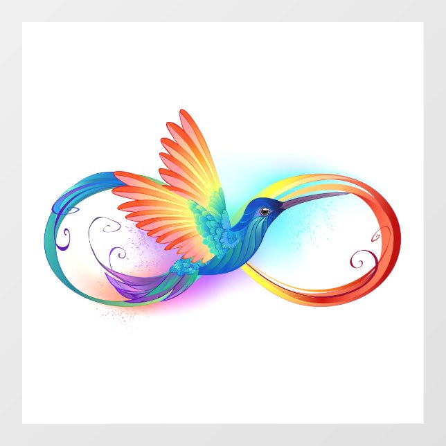 Autocollant Pour Fenêtre Colibri arc-en-ciel avec symbole Infinity (Feuille)