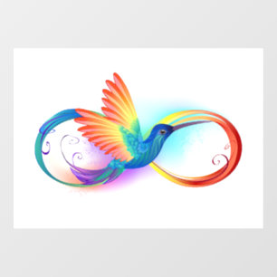 Autocollant Pour Fenêtre Colibri arc-en-ciel avec symbole Infinity