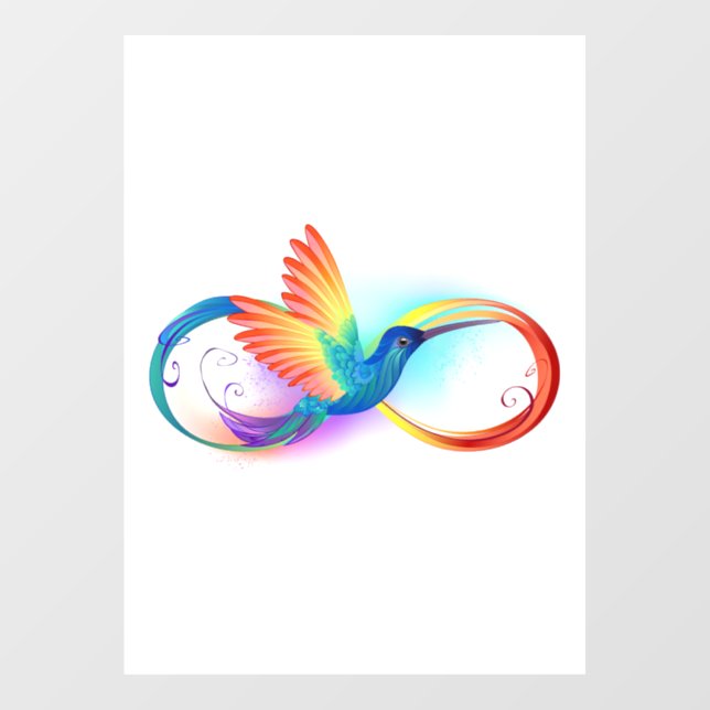 Autocollant Pour Fenêtre Colibri arc-en-ciel avec symbole Infinity (Feuille)