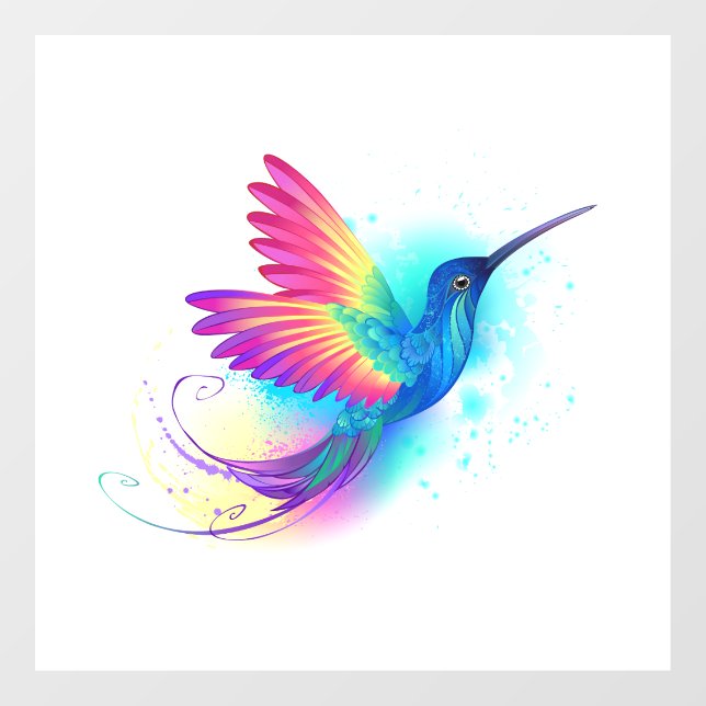 Autocollant Pour Fenêtre Colibri arc-en-ciel exotique (Feuille)