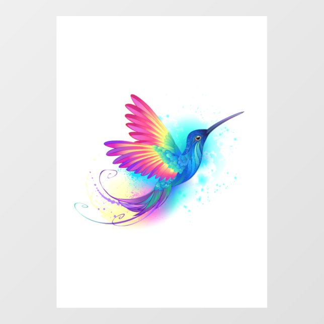 Autocollant Pour Fenêtre Colibri arc-en-ciel exotique (Feuille)