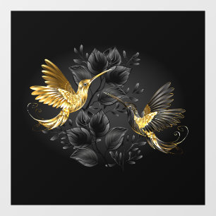 Autocollant Pour Fenêtre Colibri noir et or