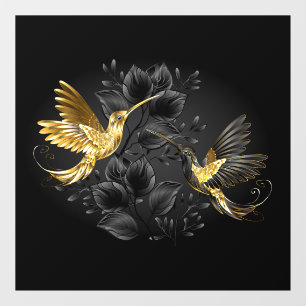 Autocollant Pour Fenêtre Colibri noir et or