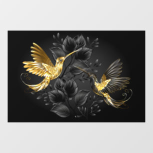 Autocollant Pour Fenêtre Colibri noir et or