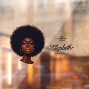Autocollant Pour Fenêtre Conception afro audacieuse pour salon de coiffure 