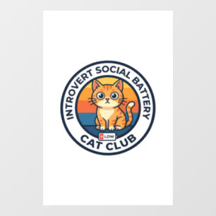 Autocollant Pour Fenêtre Conception de chat de batterie sociale introverti