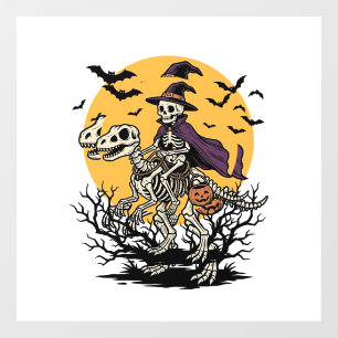 Autocollant Pour Fenêtre Conception de chemise Halloween dinosaure squelett